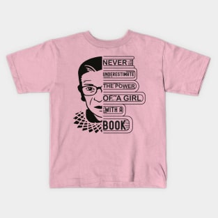 Never Underestimate The Power Of A Girl With A Book Kids T-Shirt